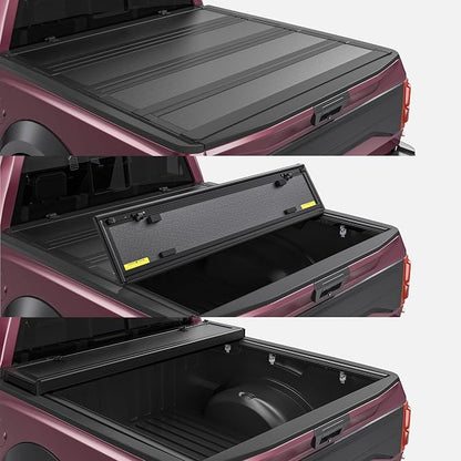 OEDRO Low-Profile Hard Quad-Fold Tonneau Cover Compatible with Dodge Ram 1500 New Body 2019 2020 2021 2022 2023 2024 2025 2026 6.4ft Bed Without Rambox, One-Handed Quick Release, Drainage Design