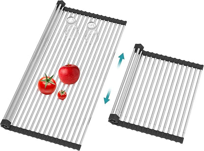 BBXTYLY Extra Large Expandable Roll Up Dish Drying Rack, Over The Sink Drying