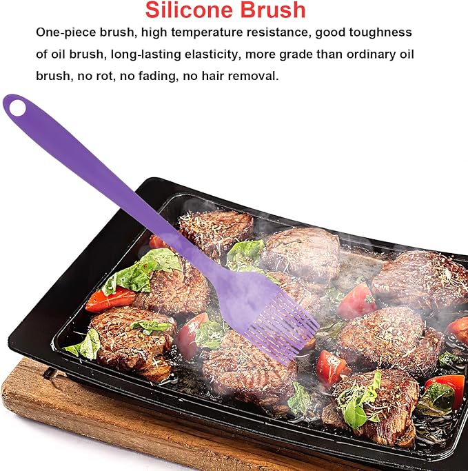 Silicone Spatulas Set, Rubber Spoon Spatula Heat Resistant Spoonula One Piece Design Seamless Spatula Non-Stick Scrapers Baking Mixing Tool (Purple)