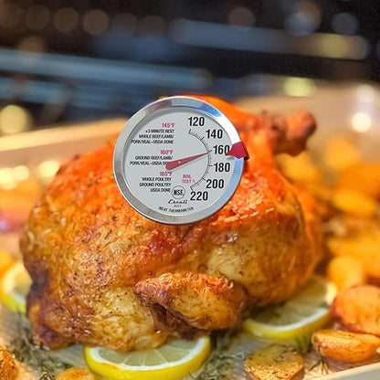 Escali AH1 2 Pack Oven Safe Meat Thermometers, Stainless Steel, Thermometer with 2.5 inch Large Dial, Oven and Grill Safe Temperature Gauge for Cooking, Roasting, Baking, Candy, Steak, Turkey