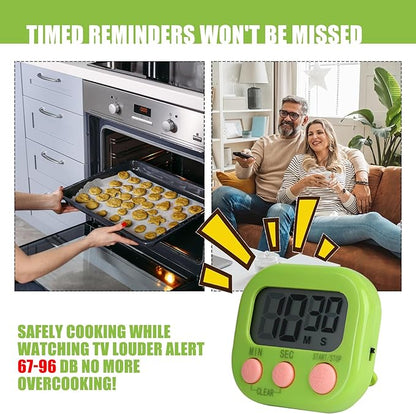 6 Pack Multi-Function Electronic Timer, Colorful Kitchen Timers Digital Magnetic
