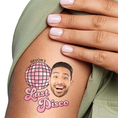 Big Dot of Happiness Custom Photo Last Disco - Bachelorette Party Favors - Fun Face Temporary Tattoos - Set of 12