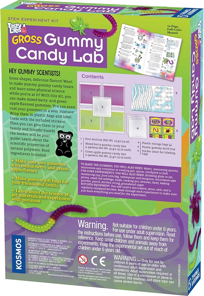 Thames & Kosmos Gross Gummy Candy Lab Worms & Spiders V2.0, Tasty Labs STEM Experiment Kit, Make Yummy Gummy Candies in Creepy Shapes, Explore Chemistry, Made in USA, Food Ingredients Included