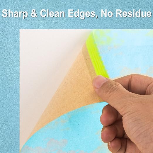 Tangibay Pre-Taped Masking Paper for Painting - 24" x 50' Painters Paper and Tape Attached for Automotive and House Paint Protection, Covering Windows, Skirting, Frames, Cars and Auto-Body (10 Rolls)