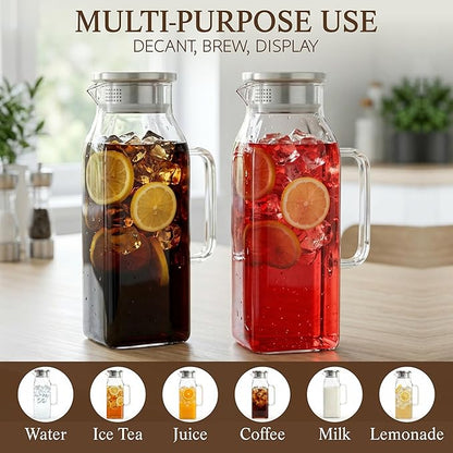 2 Pack Square Glass Pitcher