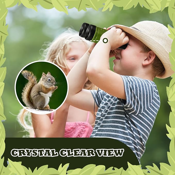 Libima 24 Pcs Binoculars for Kids Educational Compact Kids Binoculars with Neck String Toddler Telescope for Boys Girls Learning Bird Watching Camping Hiking Travel Safaris Birthday Gifts(Green)