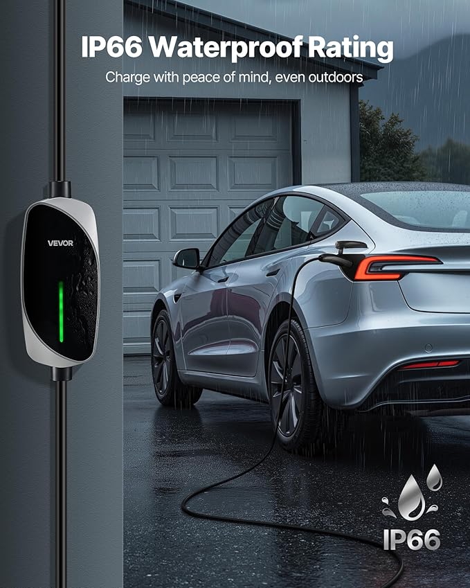 VEVOR Level 1/2 Tesla Charger, 16 Amp, Portable Electric Car EV Charger