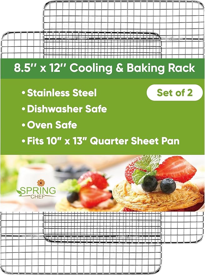 Spring Chef 8.5" x 12" Stainless Steel Cooling Racks, Wire Rack