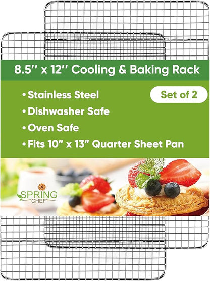 Spring Chef 8.5" x 12" Stainless Steel Cooling Racks, Wire Rack
