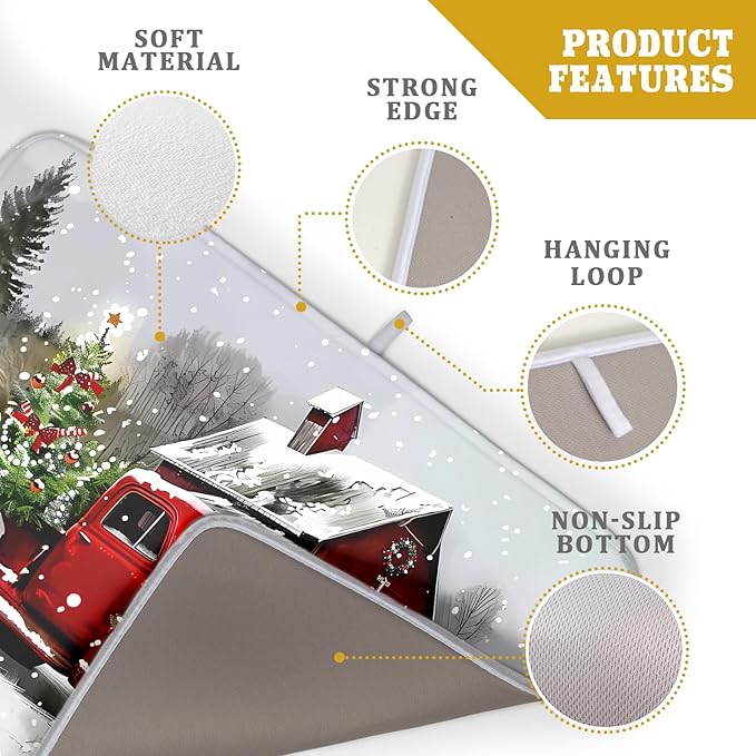 Christmas Red Truck Dish Drying Mat