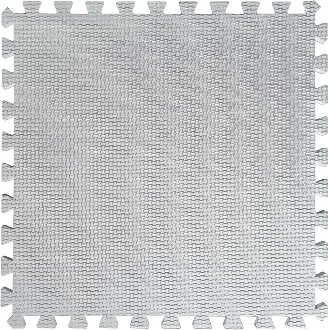 16pcs 0.6" Thickened Interlocking Tile Mats,Fluffy Shaggy Soft EVA Foam Area Rug for Living Room & Bedroom,Non-Slip Protective Floor Carpet Play Mat Kids Baby Dorm Home Decor (11.8ft, Khaki)