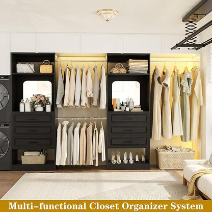 Unikito Closet System with 6 Drawers, 6-14Ft Closet Organizer with Mirror