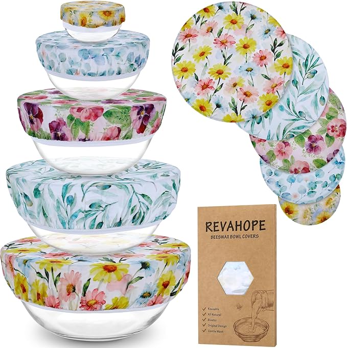 5-Size Reusable Beeswax Bowl Covers