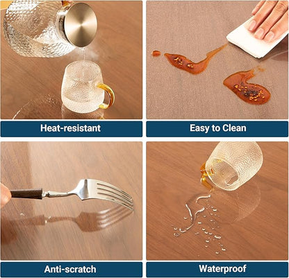 Clear Round Table Cover Protector 42 Inch, 1.5mm Transparent Plastic Table Protector Waterproof, Anti-Scratch Clear Desk Mat for Office Desktop Dresser Dining Table, FDA Compliant