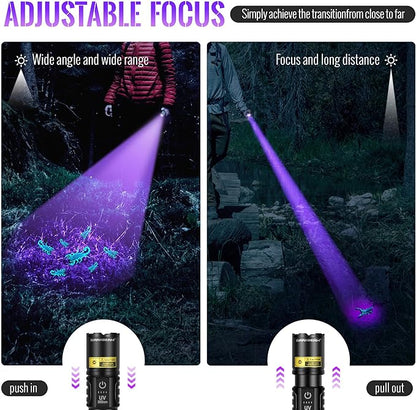 DARKBEAM UV Flashlight Blacklight 395nm Black Light, High Lumens LED Flashlights USB Rechargeable Super Bright for Camping, Powerful Woods Lamp Pet Urine, Uranium Glass Detector, Resin Curing
