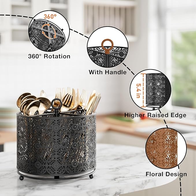 YIUKEA 360° Rotating Utensil Caddy Countertop