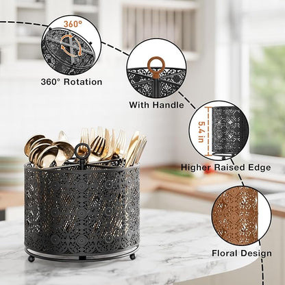 YIUKEA 360° Rotating Utensil Caddy Countertop