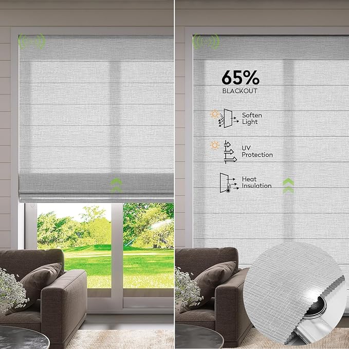 ZSTARR Smart Roman Shades Rechargeable Motorized Blinds