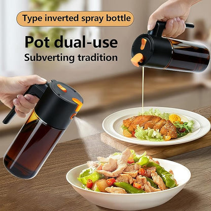 Olive Oil Spray Bottle Dispenser, 2-in-1 Glass Material Kitchen Cooking Oil