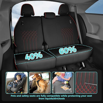 Customized for Toyota Sienna Seat Covers 2021-2026 Sienna 8 Seats 3 Row, Leather Car Seat Covers Waterproof Seat Covers Full Set for Cars, Car Seat Protectors, Airbag Compatible(BlackRed)