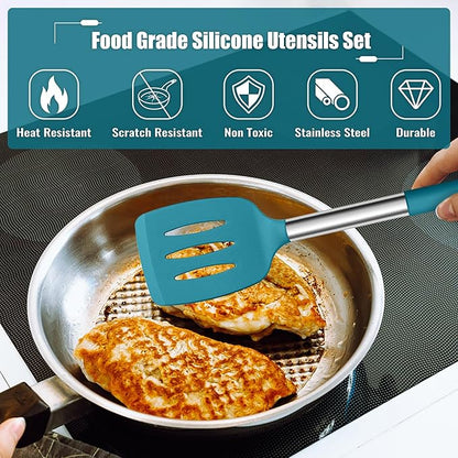 E-far 14 Pieces Silicone Cooking Utensils Set, Kitchen Utensils Set