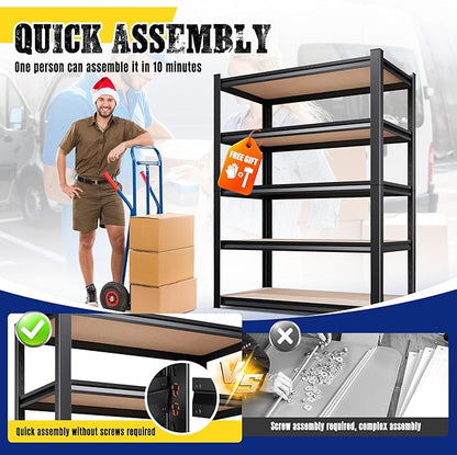 71"H-35"W-15.7"D Garage Shelving-2050LBS 5 Tier Storage Shelves, Adjustable