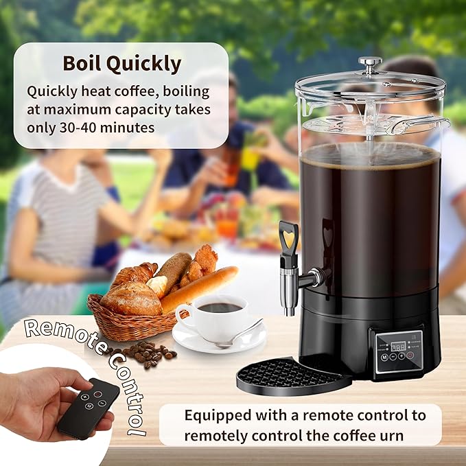 Coffee Urn Commercial Coffee Maker, 26 L 170 Cups, Transparent Electric