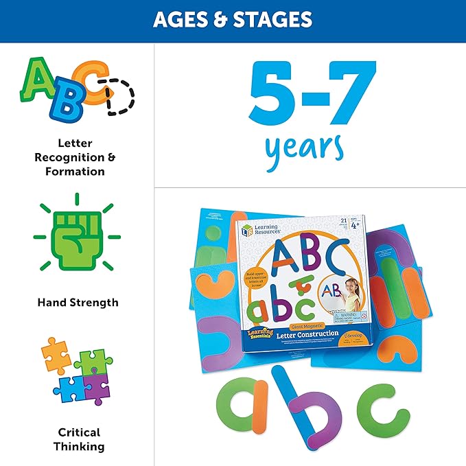 Giant Magnetic Letter Construction, Classroom Accessories, Fine Motor Toy, 21 Pieces, Ages 4+