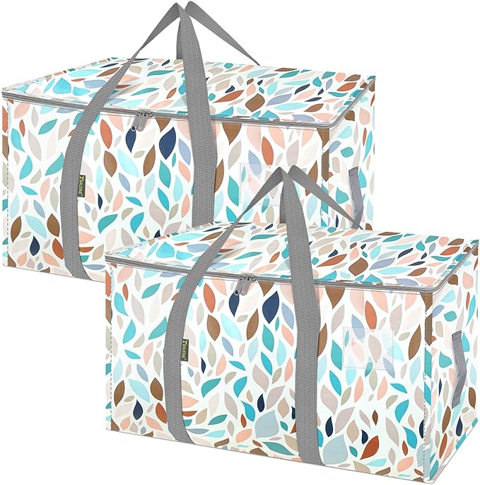 BALEINE 2-Pack Oversized Moving Bags with Reinforced Handles, Heavy-Duty Storage Tote for Clothes, Moving Supplies (Mosaic, 2-Pack)
