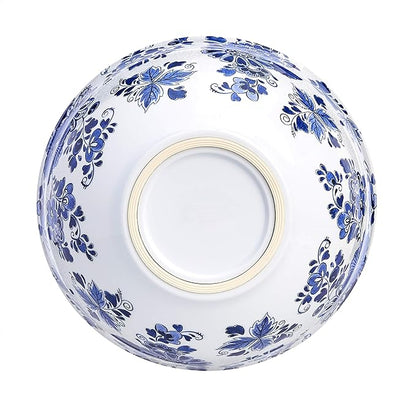 Amazon Basics Nesting Melamine Mixing Round Bowl with Lid and Non-Slip Base, 5 Sizes, Blue and White Floral, Set of 10, 4 quarts, 3 15/16",7 9/16",8 7/8",10",11 1/4"
