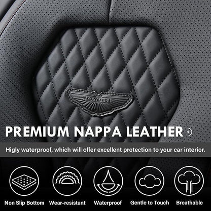 Coverado Seat Covers, Car Seat Covers Full Set, Black Car Seat Cover, Car Seat Covers Front Seats Back Seat Cover, Waterproof Car Seat Cushion, Leather Seat Covers Seat Protector Fit for Most Cars
