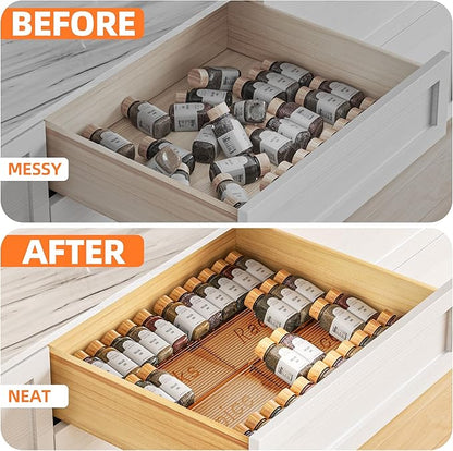MUDEELA Clear Spice Drawer Organizer, 4 Tier- 2 Set Spice Rack
