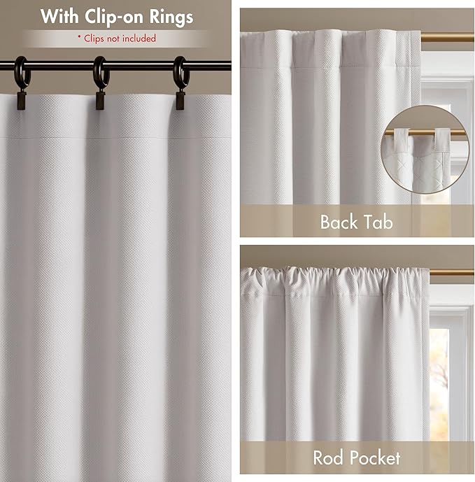 Madison Park Karien 100% Blackout Curtains 52x84 – White, 2-Layer Noise