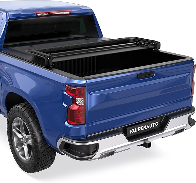 KUIPERAUTO Tri Soft 5.8FT Truck Bed Tonneau Cover Compatible for 2014-2018 Chevy Chevrolet Silverado/GMC Sierra 1500 Fleetside On Top -69.6 Inch