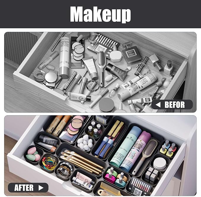 Plastic Drawer Organizers, Bathroom and Vanity Organizer Plastic Tray, Makeup