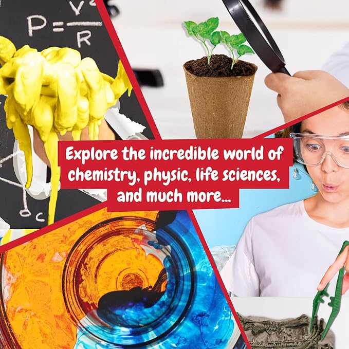 Science4you Science Lab for Kids - Science Kit with Experiments for Kids Age 6-8+, Chemistry Set to Create Crazy Dough, Colourful Explosions and Much More, Stem Toy and Gift for Boys and Girls Age 6+