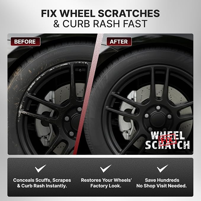 Wheel Scratch Fix® Black Touch Up Paint for Cars - DIY Alloy Wheel Paint Repair, Curb Rash Remover with Fast-Drying Pen - Long-Lasting OEM Finish Car Rim Paint for Scuffs and Chips at Home, 2-Pack (BLACK PACK (MATTE & GLOSS))