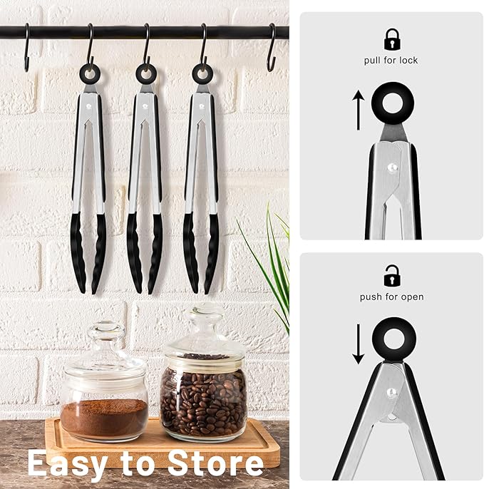 Hotec Mini Silicone Kitchen Tongs