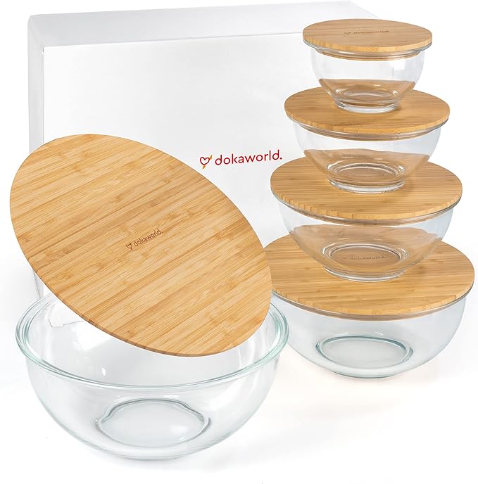 Stackable Space-Saving Set of 5 Nesting Glass Bowls
