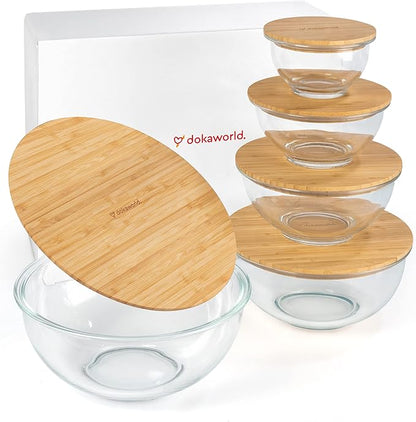Stackable Space-Saving Set of 5 Nesting Glass Bowls