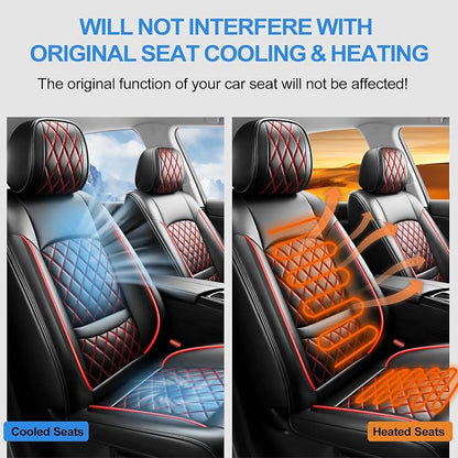 Fit Sonata Car Seat Covers for Hyundai Sonata 2009-2026 - Luxury Leather, Anti-Slip, All-Weather Seat Cushions, Waterproof & Breathable, Airbag Compatible, Full 5-Seat Set (Redline