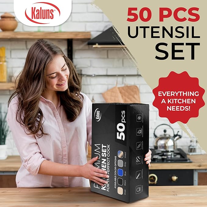 Kaluns 50 PCS Silicone Kitchen Utensils Set Complete Kitchen Set