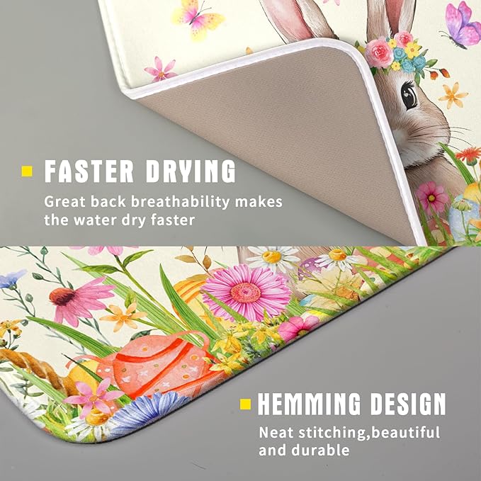 Easter Dish Drying Mat for Kitchen Counter Spring Easter Holiday Dish Drying