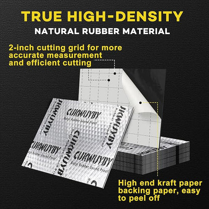 Sound Deading Material for Cars, 80mil (2mm) 10 sqft (0.93 sqm) Car Sound Deadening Mat, Butyl Automotive Sound Deadener, Noise Insulation and Vibration Dampening Material (9 pcs)