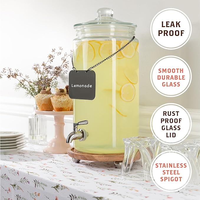 2 Gallon Glass Drink Dispenser