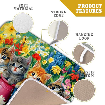 Funny Absorbent Dish Drying Mat Spring Cat Dish Drying Mats