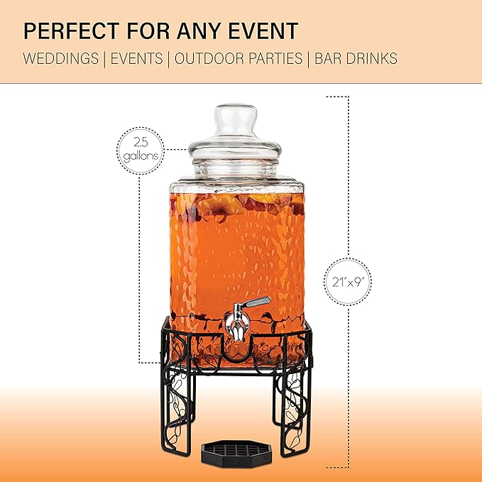 2.5 Gallon Glass Beverage Dispenser