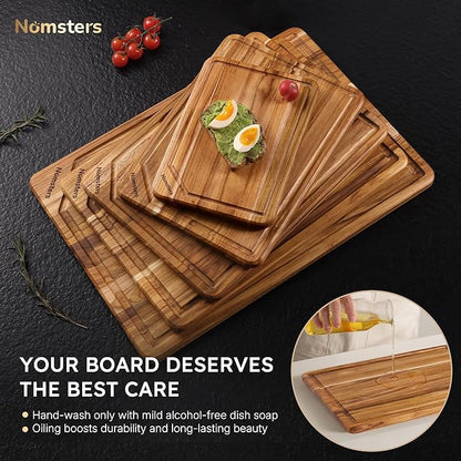 5 Pack Teak Wood Cutting Board Set