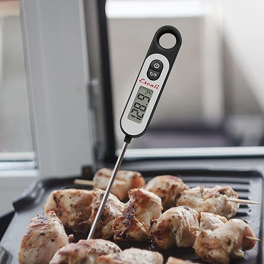Escali Long Stem Digital Thermometer for Meat, Frying, Cooking, Candy and Kitchen Use, Extra Long 5.6-Inch Probe, Black