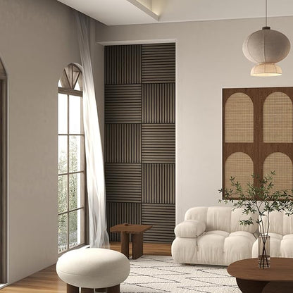 HOMCOM 4 Pack 3D Faux Wood Wall Panels, Wood Slat Wall Panels